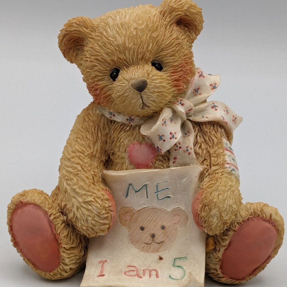 Cherished Teddies "Color Me Five" Age 5 Bear Figurine (911291) 1992, Age 5 Bear